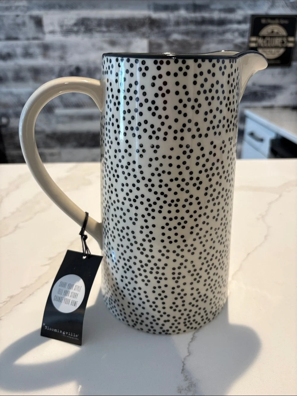 Bloomingville Cream and Black Speckled Ceramic Pitcher